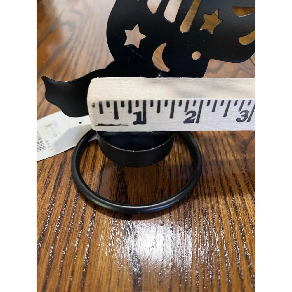 Metal Witch on Broom Tea Light Candle Holder Shadow Caster Halloween 2001